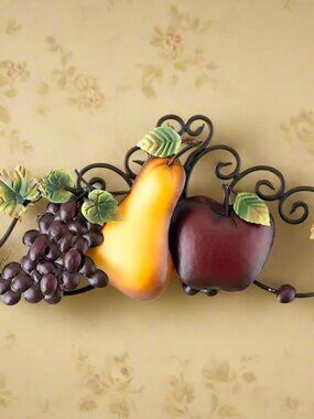 Sonoma Villa Wall Topper grapes, pear, apple Celebrating Home NEW scroll iron